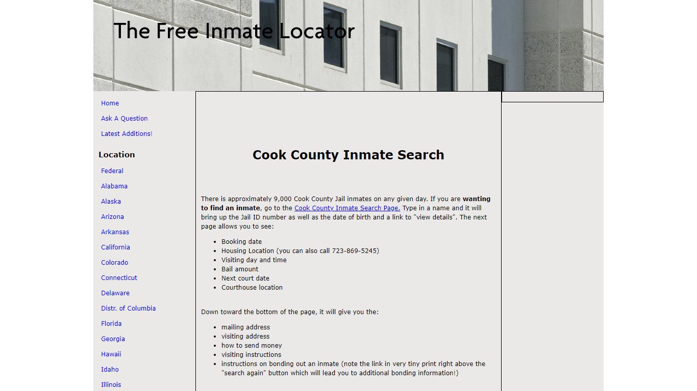 Cook County Inmate Search - The Free Inmate Locator